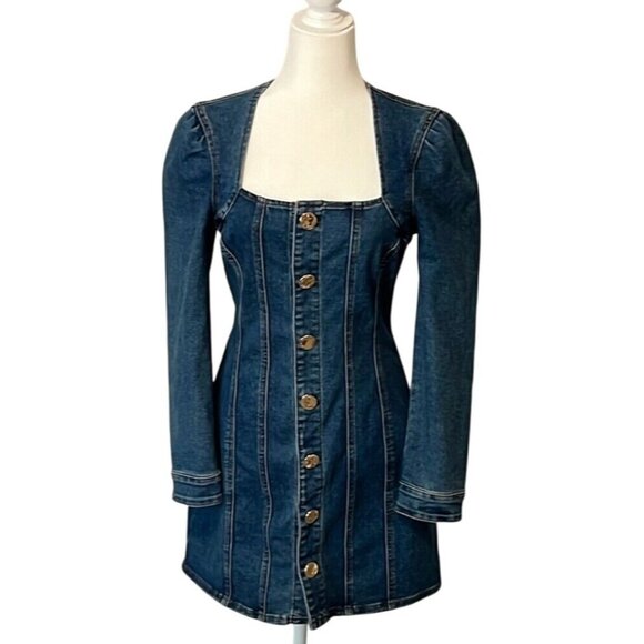 House of Harlow, Nicole Richie Dresses & Skirts - House of Harlow 1960 Nicole Richie Denim Mini Dress Long Sleeve Western Size 2
